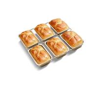 Gurlideo 6 moldes de pan pequeños antiadherentes para brownie para pan, pasteles, postres, magdalenas, pequeños moldes de acero al carbono