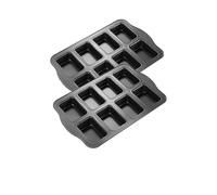 Gurlideo 8 mini moldes para pan, moldes antiadherentes de acero al carbono para hornear, color gris (2 juegos)