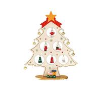 Gurlideo Adorno de mesa para árbol de Navidad, pequeño árbol de Navidad decorativo de madera, adorno de mesa para vacaciones, oficina en casa, regalo de Navidad (blanco, pequeño)