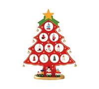 Gurlideo Adorno de mesa para árbol de Navidad, pequeño árbol de Navidad decorativo de madera, adorno de mesa para vacaciones, oficina en casa, decoración de Navidad (rojo, grande)