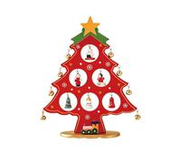 Gurlideo Adorno de mesa para árbol de Navidad, pequeño árbol de Navidad decorativo de madera, adorno de mesa para vacaciones, oficina en casa, decoración de Navidad (rojo, pequeño)