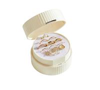 Gurlideo Joyero de viaje de 2 capas, mini estuche de almacenamiento de joyas, organizador portátil para aretes, anillos y adornos (blanco lechoso)