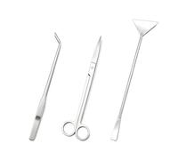 Gurlideo Kit de herramientas de acuario de acero inoxidable de 3 piezas, kit de herramientas de acuario, pinzas de acuario para limpieza de peceras (kit de terrario plateado de 3 piezas)