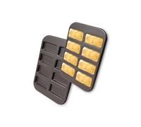 Gurlideo Mini molde para pan de acero al carbono, molde de pan para pasteles, molde para hornear financiero, bandeja para hornear 8 cavidades para horno, mini barras, barra de granola pan de maíz