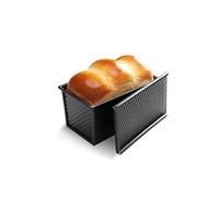 Gurlideo Molde para pan con tapa para hornear pan y tostadas, acero al carbono, para tostadas, sándwiches, pasteles, color negro