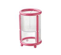 Gurlideo Organizador giratorio de brochas de maquillaje, diseño cilíndrico transparente con almacenamiento inferior, disponible en blanco, negro y rosa (rojo rosa)