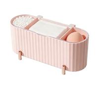 Gurlideo Soporte de almacenamiento de almohadillas de algodón de 3 compartimentos con tapa para bastoncillos de algodón (rosa)