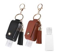 Gurtt 2 Llaveros Desinfectantes De Manos, Funda De Cuero Para Jabón De Manos De 30 Ml, Soporte Portátil De Cuero Para Desinfectante De Manos (marrón, Negro)
