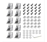 Gurtt Juego De 10 Marcadores De Esquina De Aluminio, Conectores Angulares, Soporte De Pared Con Rejilla Angular De 90° Y Ranura 4040 Para Perfil De Puntal Para Impresora 3D.