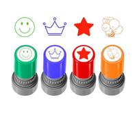 Gurtt Set de 4 sellos autoentintables para profesores: sellos de motivación, recompensa y valoración del profesor; sellos de elogio y ánimo para alumnos con dibujos animados.