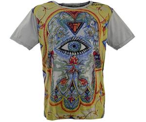 Guru-Boutique Miroir - Camiseta de algodón Troisième Œil/Gris L