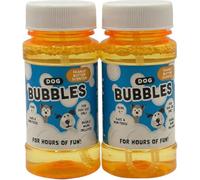 Guru Burbujas de juguete para perros, no tóxicas, fragantes de carne de res o mantequilla de maní perfumadas durante horas de diversión (amarillo, paquete de 2 de 120 ml)