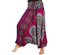 GURU SHOP Afghani Pantalones, mono, pantalones harén, pantalones bombones, pantalones de aladidin, mujer, azul, sintético, talla: 38, pantalones pluderhose & Aladinhose ropa alternativa, Rosa., 40