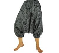 GURU-SHOP, Aladdin Pantalones Pluderhose Shorts 7/8 de Longitud, Gris, Algodón, Tamaño:L/XL (42), Pantalones de Hombre
