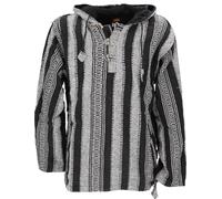 GURU SHOP Goa Kapuzenshirt, Baja Hoodie, Boho Style Kapuzenpullover - Schwarz Hombre Sudadera con Capucha Negro XXL