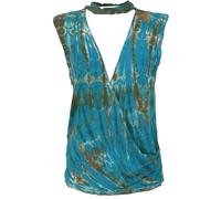 GURU SHOP Batik Hippie - Camiseta con cuello para mujer, azul turquesa, 42