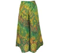 GURU SHOP Batik Palazzo Pantalones Falda, Pantalones de Campo, Pantalones Hippie Goa, Mujer, Gris, Sintéticos, Talla: 38, Pantalones Ropa Alternativa, verde, 40