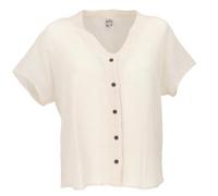 GURU SHOP Blusa básica aireada de manga corta de algodón con bonito escote blanco natural, para mujer, algodón, beige, 42