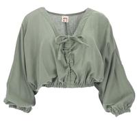 GURU SHOP Blusa Boho de algodón de gran tamaño con mangas murciélago para mujer, verde salvia, Tallaúnica