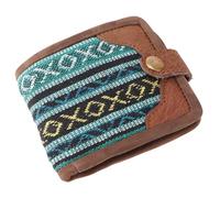 GURU SHOP Boho Ethno - Monedero retro vintage, unisex, para adultos, piel, 11 x 10 x 1 cm, azul, talla única, Casual