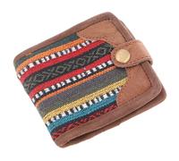 GURU SHOP Boho Ethno - Monedero retro vintage, unisex, para adultos, piel, 11 x 10 x 1 cm, carbón, talla única, Casual