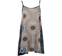 GURU-SHOP, Boho Mandala Mini Vestido, Vestido de Correa, Vestido de Playa, Beige/Azul, Sintético, Tamaño:38, Vestidos Cortos