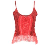 GURU SHOP Boho Mitelalter Top de encaje para mujer, algodón, rojo, 38