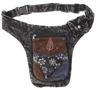 GURU SHOP Bolsa de Cinturón Goa, Riñonera, Bolso Lateral Patchwork - Negro Marrón, Unisex - Adultos, Algodón, Tamao:One Size, 30x20 cm, Bolsas Laterales Mochilas Para el Trasero