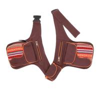 GURU SHOP Bolsa lateral de tela, doble riñonera, riñonera Goa, unisex, adulto, 20 x 18 x 5 cm, marrón, Einheitsgröße, Casual