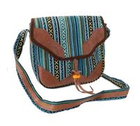 GURU SHOP Bolso de hombro para portátil étnico, bolso de Nepal, unisex, 30 x 35 x 11 cm, azul/marrón, Einheitsgröße