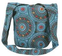 GURU SHOP Bolso Sadhu, Ethno Shopper, Bolso de Hombro Bordado - Gasolina, Unisex - Adultos, Azul, Algodón, Tamao:One Size, 30x32x20 cm, Bolsas de Hombro