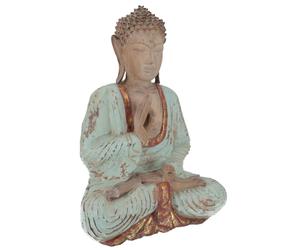 Guru-Shop Buda Grande de Madera, Estatua de Buda, Hecho a Mano 43 cm, Verde Antiguo - Modelo 12, Budas