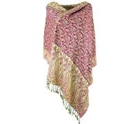 GURU-SHOP, Bufanda India Pashmina, Bufanda, Estola con Estampado de Cachemira, Rosa, Sintético, Tamaño:One Size, 200x70 cm, Bufandas
