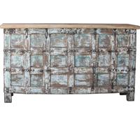 Guru-Shop Caja de Madera Vintage, Cofre de Madera, Mesa de Centro, Mesa de Centro de Madera Maciza, Decorada - Modelo 58, Multicolor, Tecareciclada, 86x143x40 cm, Mesas de Centro Mesas de Suelo