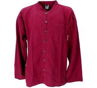 GURU-SHOP, Camisa Camisa Yoga, Hippie, Camisa Goa, Burdeos, Algodón, Tamaño:XL, Camisas de Hombre