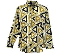 GURU-SHOP, Camisa Casual, Camisa Goa Boho, Camisa de Hombre de Manga Larga con Estampado Africano, Beige, Algodón, Tamaño:S, Camisas de Hombre