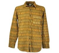 GURU-SHOP, Camisa Casual, Camisa Goa Boho, Camisa de Hombre de Manga Larga con Estampado Africano, Curry, Algodón, Tamaño:S, Camisas de Hombre