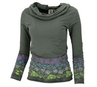 GURU-SHOP, Camisa con Capucha, Camisa de Patchwork Boho con Capucha de Mantón, Verde Esmeralda, Algodón, Tamaño:S (36), Suéteres, Sudaderas de Manga Larga