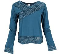 GURU-SHOP, Camisa de Manga Larga Boho-Chic, Marrón, Algodón, Tamaño:M (38), Suéteres, Sudaderas de Manga Larga