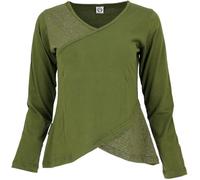 GURU-SHOP, Camisa de Manga Larga Boho-Chic, Verde, Algodón, Tamaño:S (36), Suéteres, Sudaderas de Manga Larga