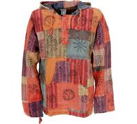 GURU SHOP Camisa de yoga, camisa Goa, sudadera única de patchwork, sudadera ligera para el tiempo libre, sudadera con capucha para hombre, algodón, naranja oxidado, M