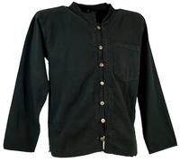 GURU-SHOP, Camisa de Yoga, Hippie, Camisa Goa, Negro, Algodón, Tamaño:M, Camisas de Hombre