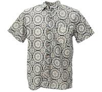GURU SHOP Camisa estampada manga corta camisa casual camisa algodón hombre algodón, negro y beige, M