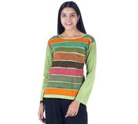 GURU-SHOP, Camisa Manga Larga Rainbow Green, Modelo 5, Algodón, Tamaño:M (36), Suéteres, Sudaderas de Manga Larga