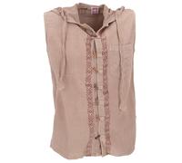 GURU SHOP Camisa Natural India Top con Capucha - Camel, Hombre Algodón, marrón claro, XXL