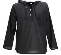 GURU-SHOP, Camisa Nepal, Sudadera Hippie Goa, Negra, Algodón, Tamaño:L, Camisas de Hombre