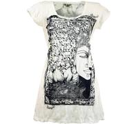 GURU-SHOP, Camisa Sure Long, Vestido Mini Mantra Buddha, Blanco, Algodón, Tamaño:S (36), Camisas Seguras