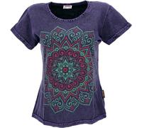 GURU SHOP Camiseta de algodón con estampado de mandala para mujer, morado, 42