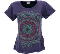 GURU SHOP Camiseta de algodón con estampado de mandala para mujer, morado, 44