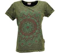GURU SHOP Camiseta de algodón con estampado de mandala para mujer, verde, 42